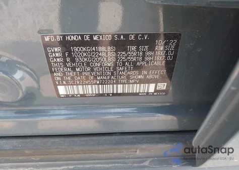 2023 Honda Hr-V Awd Sport из США, поврежденный, VIN 3CZRZ2H55PM722204